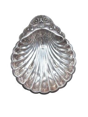 F.B. Rogers Silver Co Silver Plated Clam Shell Bowl With Ornate Details